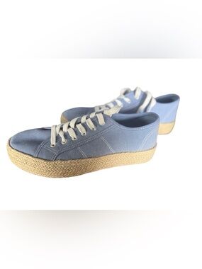 SERR Blue Canvas Espadrille Platform Sneakers Size 8